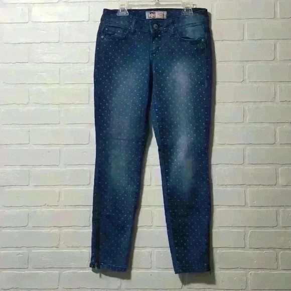 Lei Ashley Denim - Lei Women's Jeans Ashley Low Rise Polka Dot Zipper Cuff  Size: 3 Regular  #0052